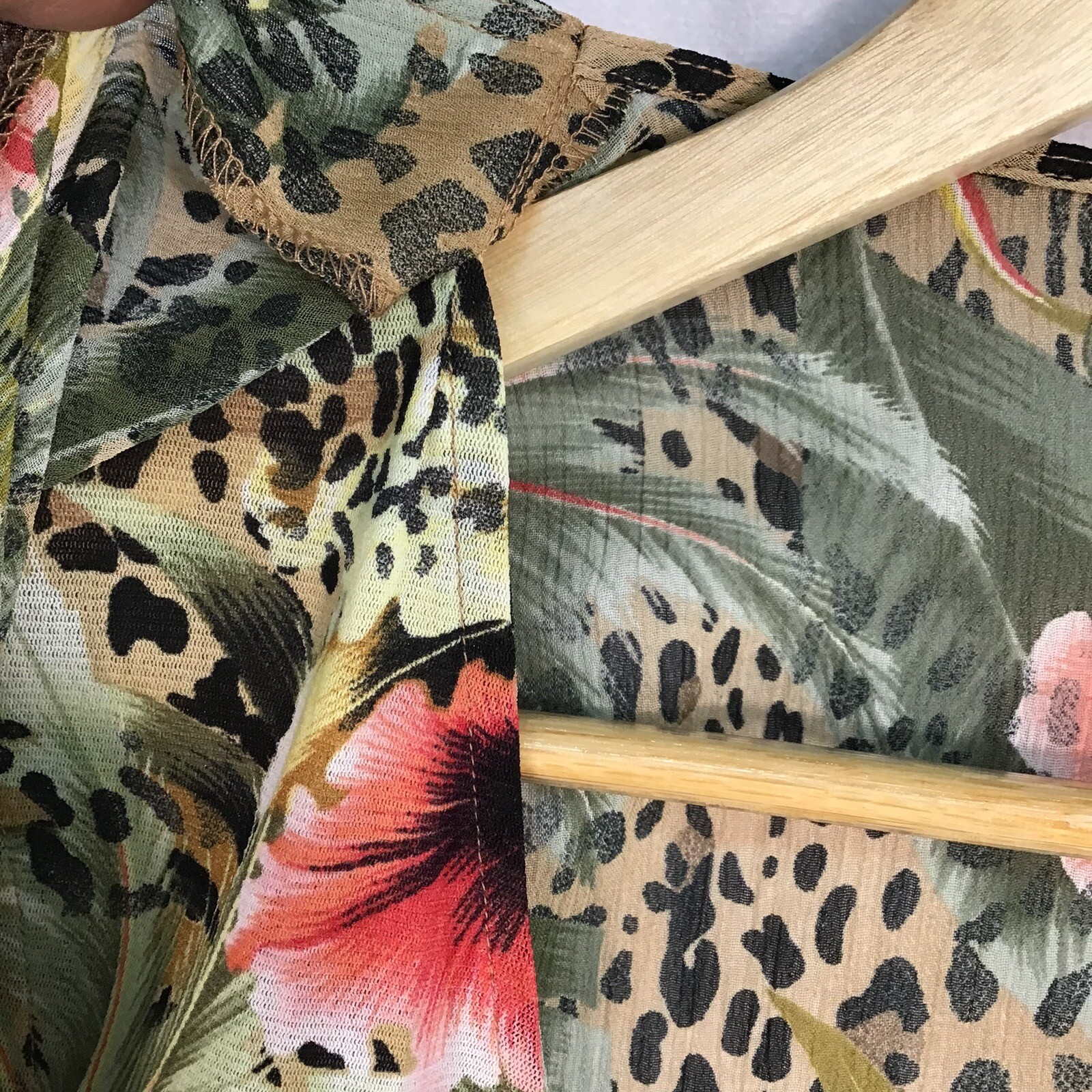 Requirements NEW Women’s Blouse Top XL Double Layer Front Tie Boho Beachy Tropic