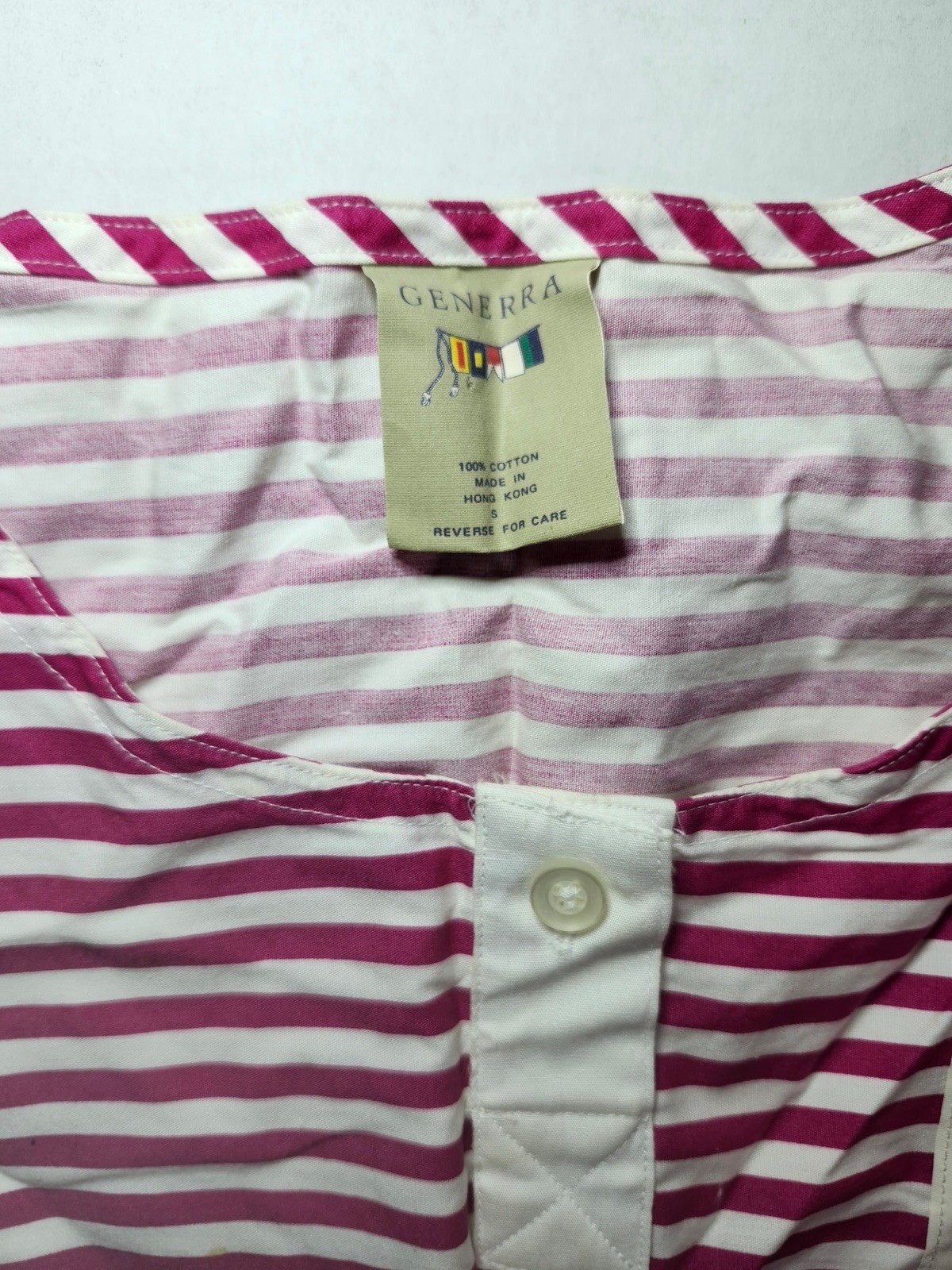 Vntg 80’s 90’s Generra Striped 100% Cotton Tank Top Hong Kong EUC Coastal Preppy