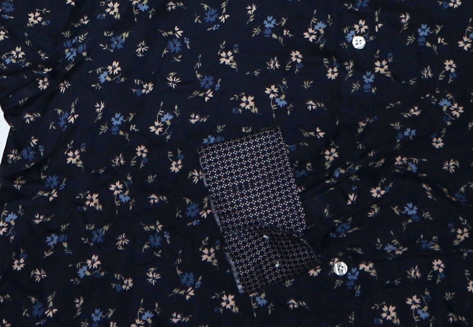 CHAPS No Iron Navy Floral Cotton Blse 48 In Chest 28 In Long Sz XXL EXC