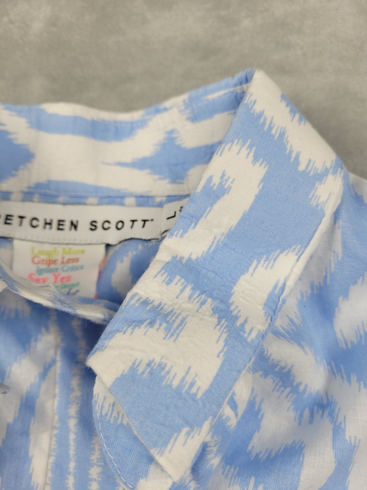 Gretchen Scott Boyfriend Button Up Shirt 100% Cotton Size L Large Flaw