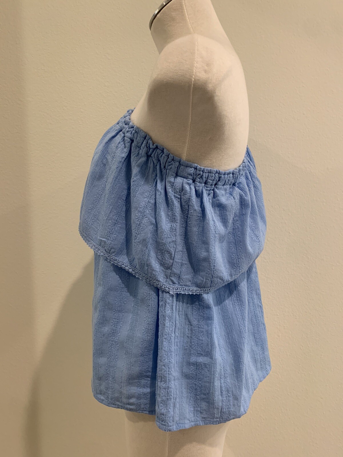 Bloomingdales BELTAINE BLUE One Shoulder Ruffle Top XS