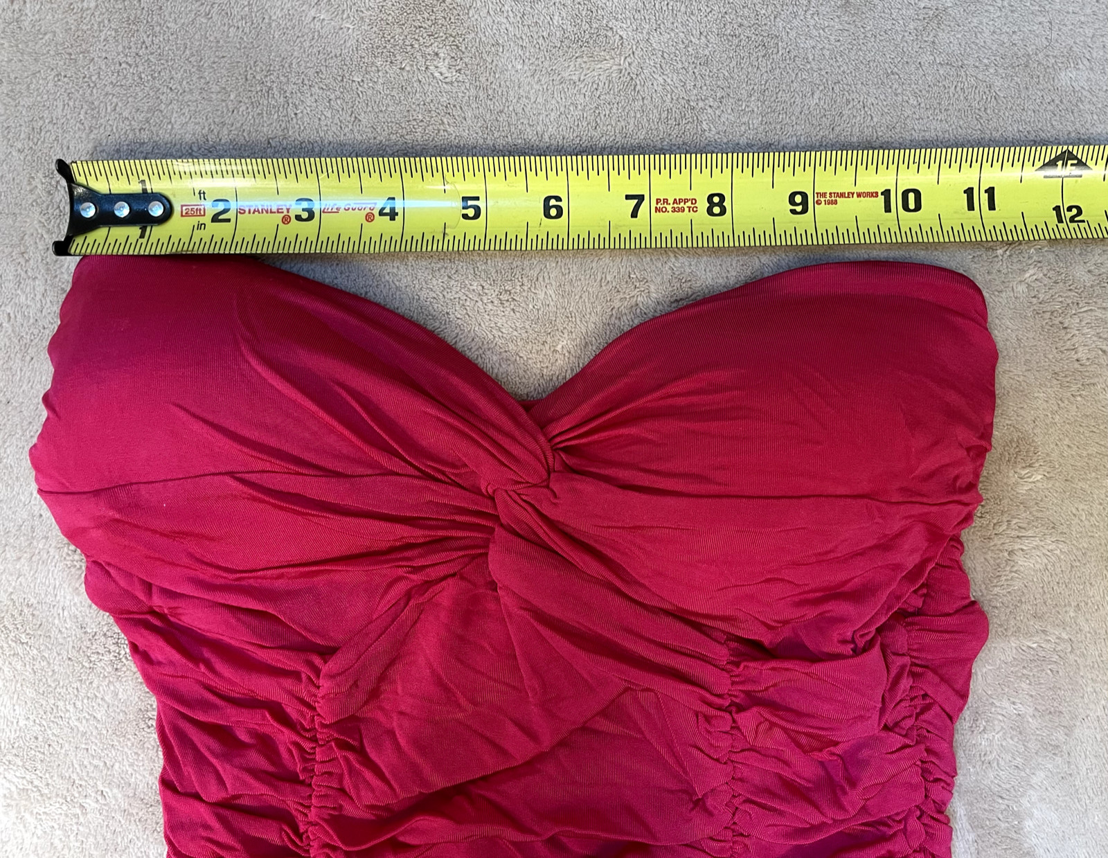 XXI Top Women’s Small Red Strapless Ruched Seams Gathered Stretch Rayon Lined