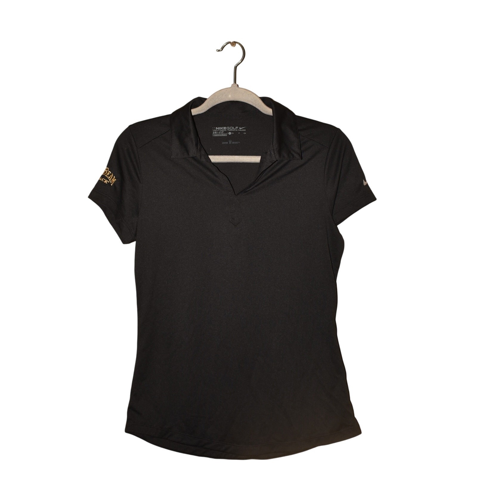 NIKE GOLF NEW $60 Dri-Fit Black Polo Shirt Jim Beam Black Embroidered S