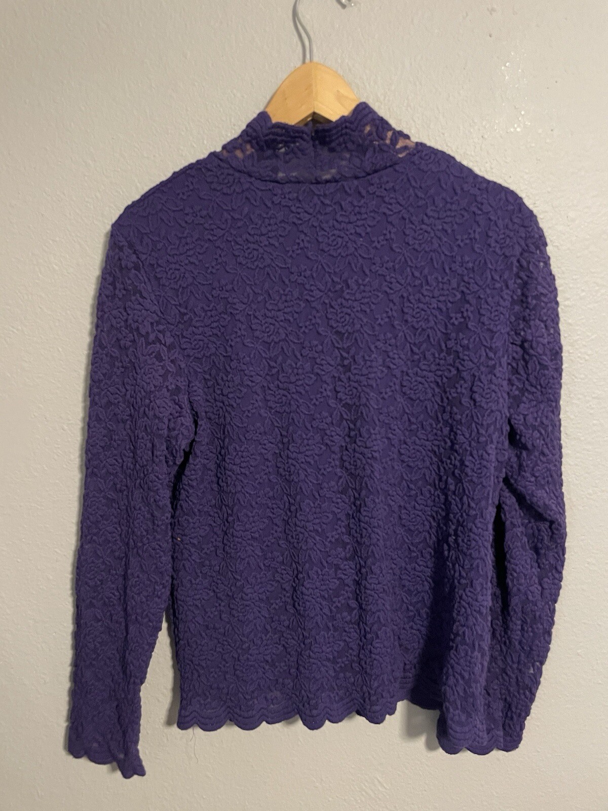 Coldwater Creek Womens Top Large Purple Floral Lace Victorian Romantic Fairy