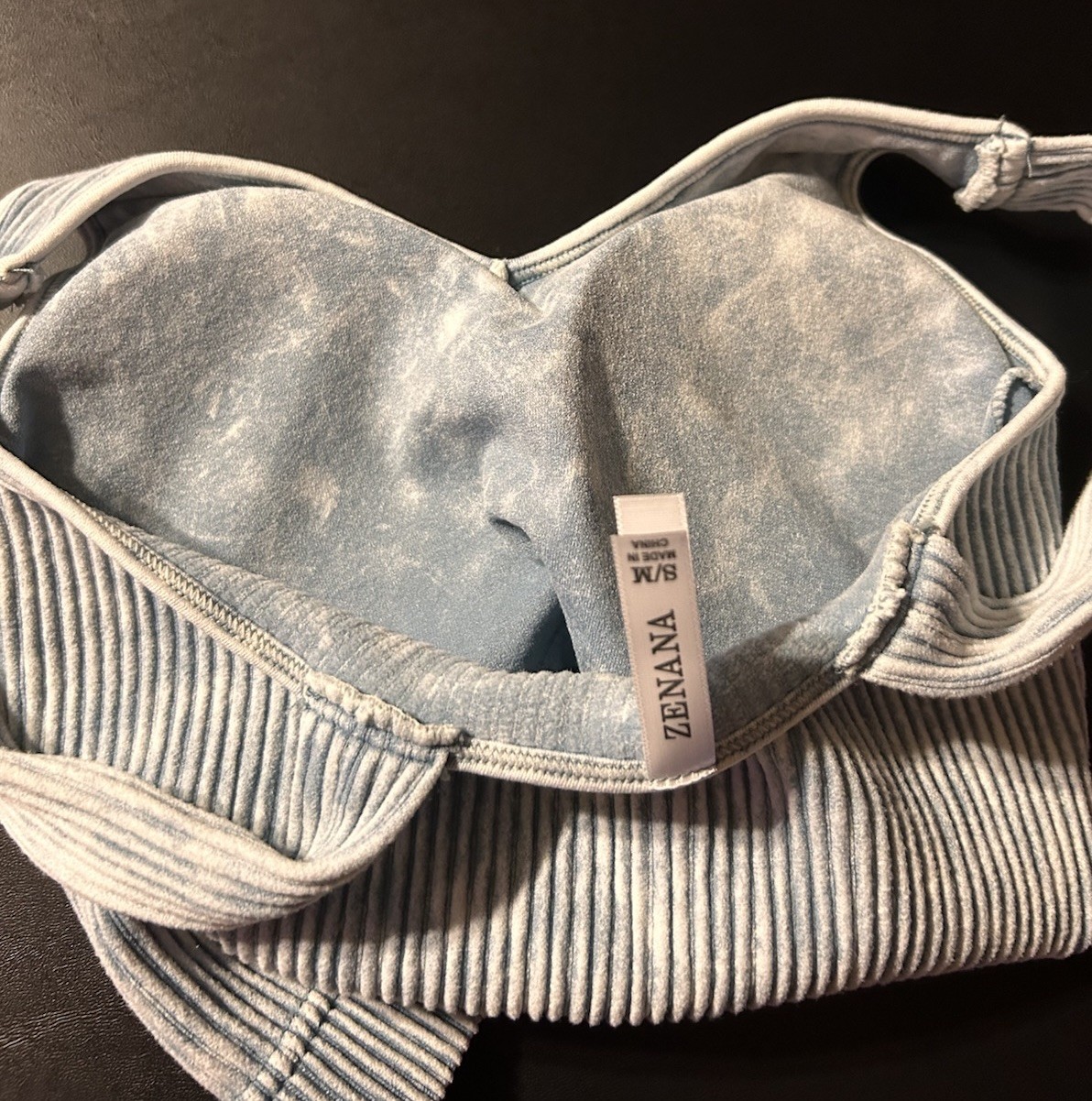 3 Zenana Crop Top Pullover White/Blue Stripe Ribbed S/M