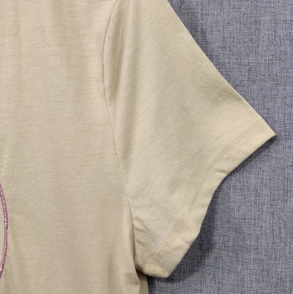 NWT Aero Classic Crew Embroidered Logo Tshirt Womens XL Tan Casual Retro 90s Y2K