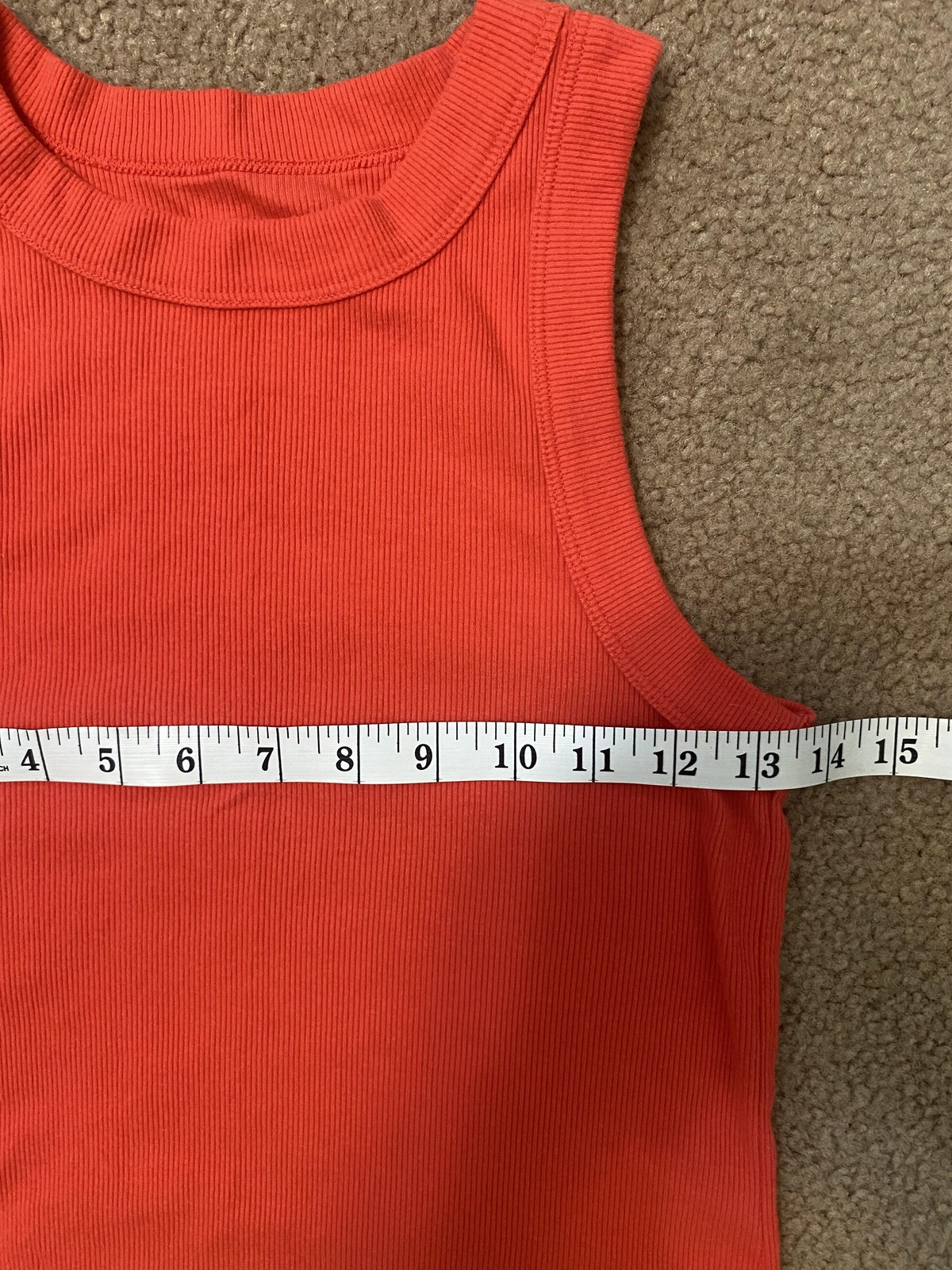 Old Navy Tank Top Womens Medium Orange Ribbed High Neck Cropped Stretch Knit