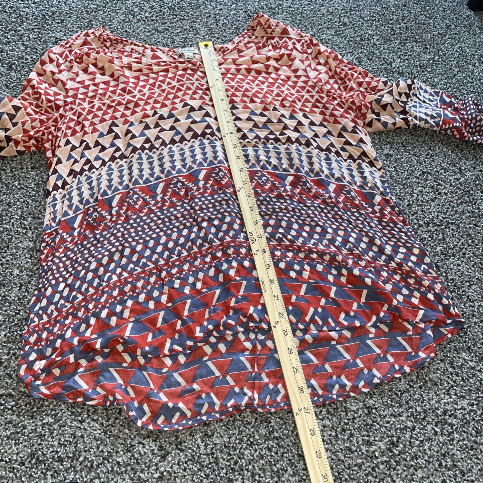 Lucky Brand Women’s Large Aztec Pattern Blouse Super Soft Neat Back FREE SHIP