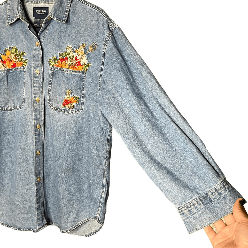 Vintage Solutions Original Fall Harvest Embroidered Button Down Size Large