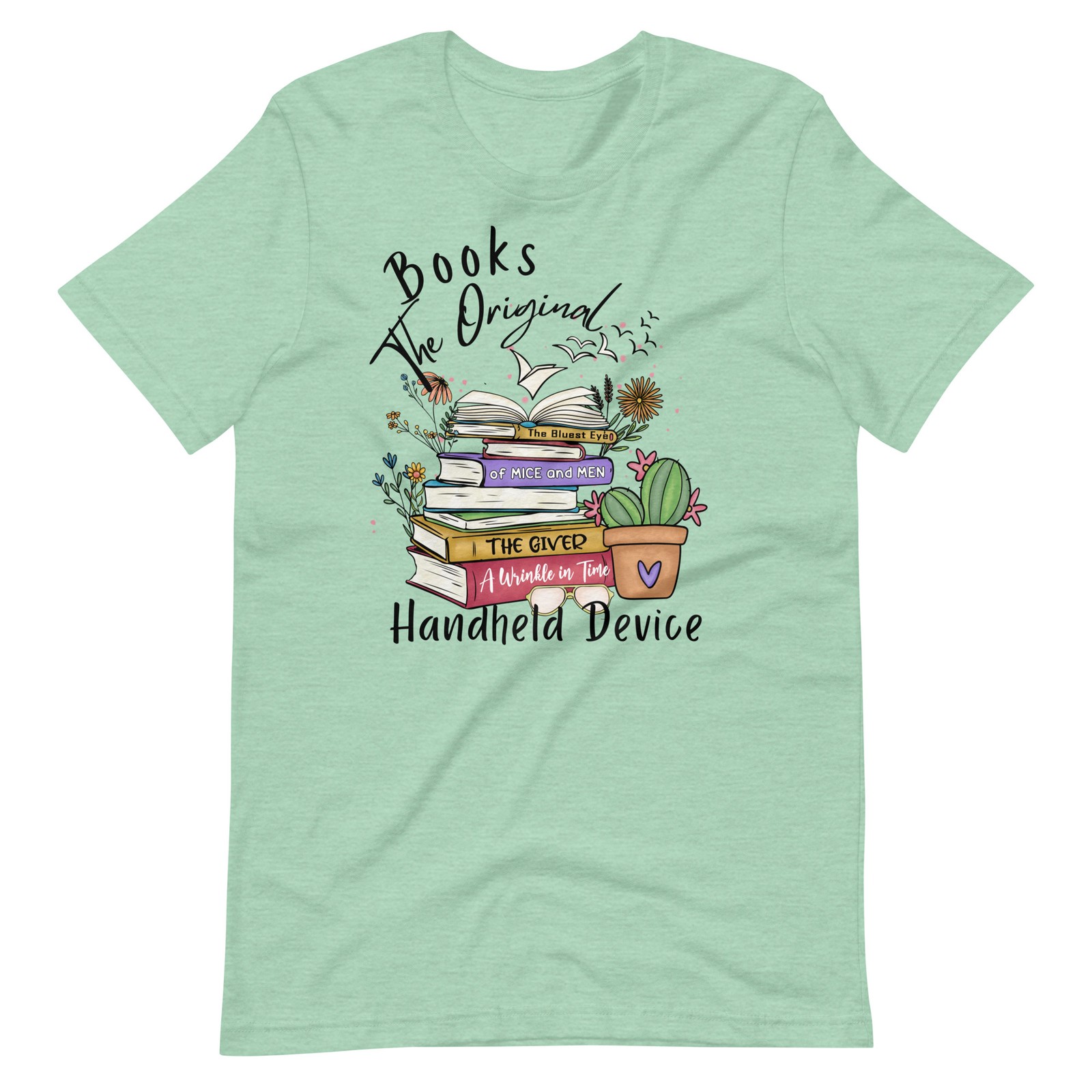 Books The Original Handheld Device, Book Lover Reading Teacher Librarian Shirt