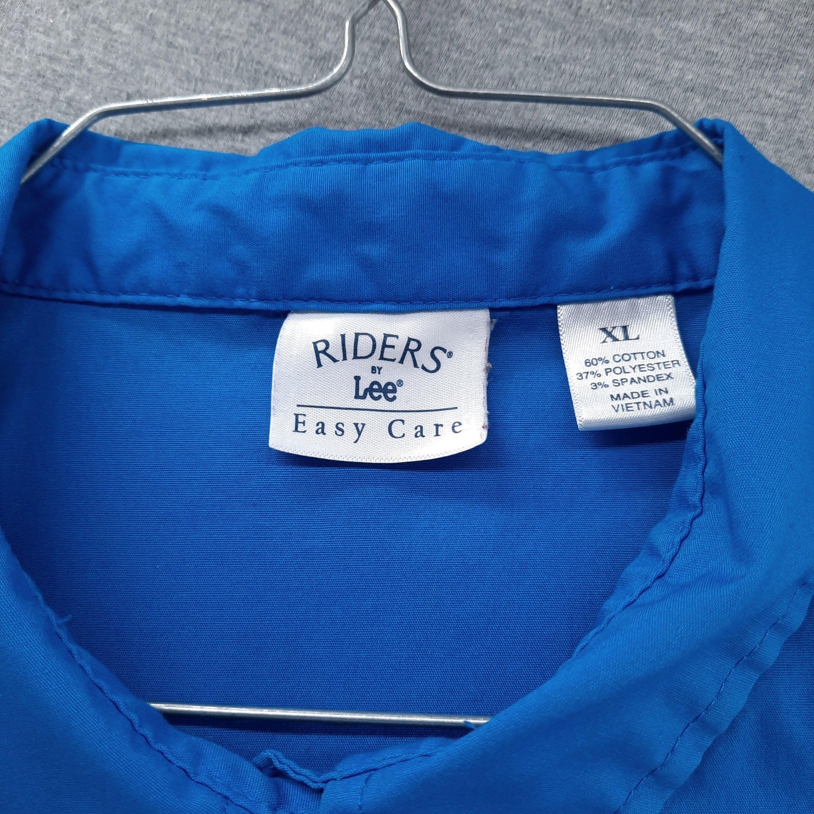 Riders By Lee Shirt Womens XL Blue Solid Sleeveless Button Front Easy Care