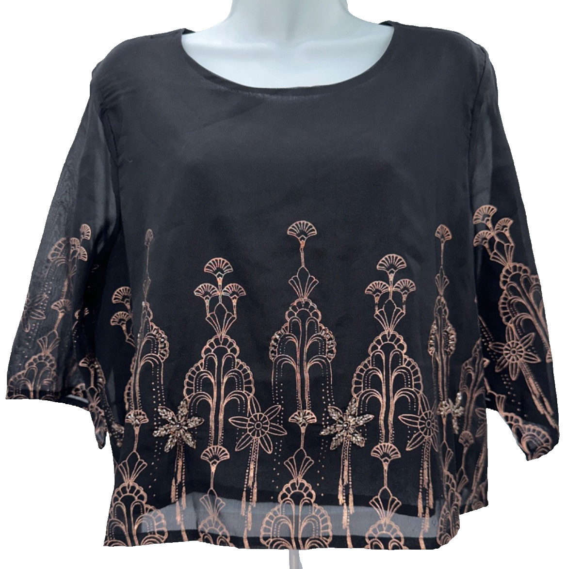 $44 World Market Women’s Top – Black/Rose Gold – Small/Medium – New With Tag