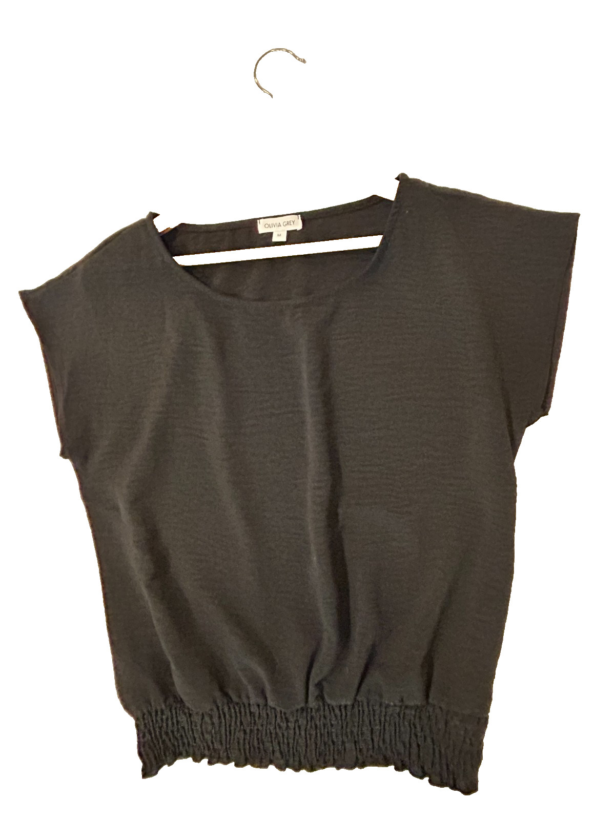 Olivia Grey Black Lightweight Top Elastic Waist Medium