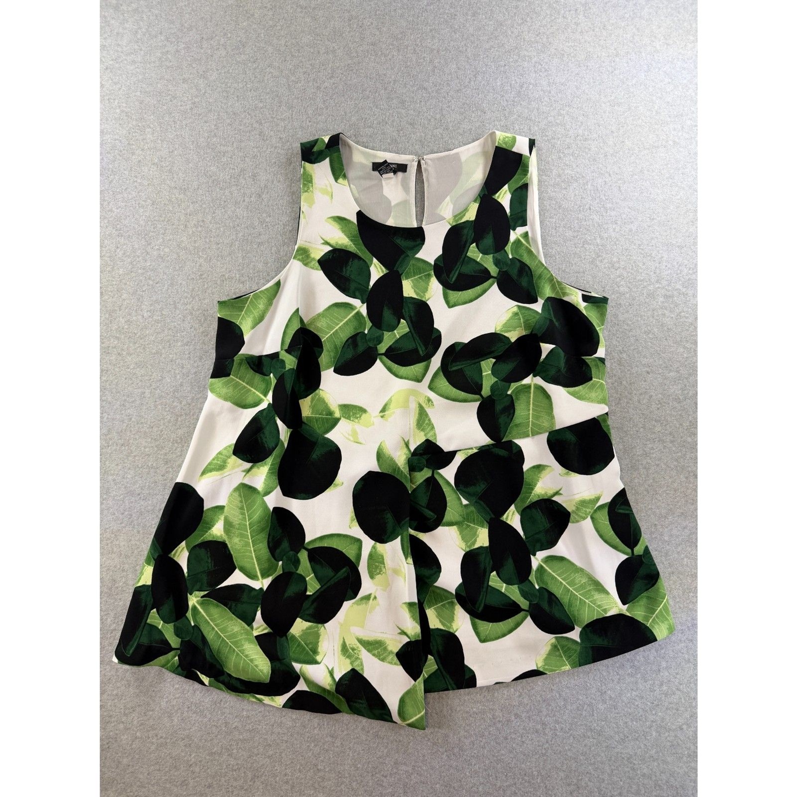 Alfani Women’s 16W Green Leaf Print Sleeveless Blouse Tunic Top 3142