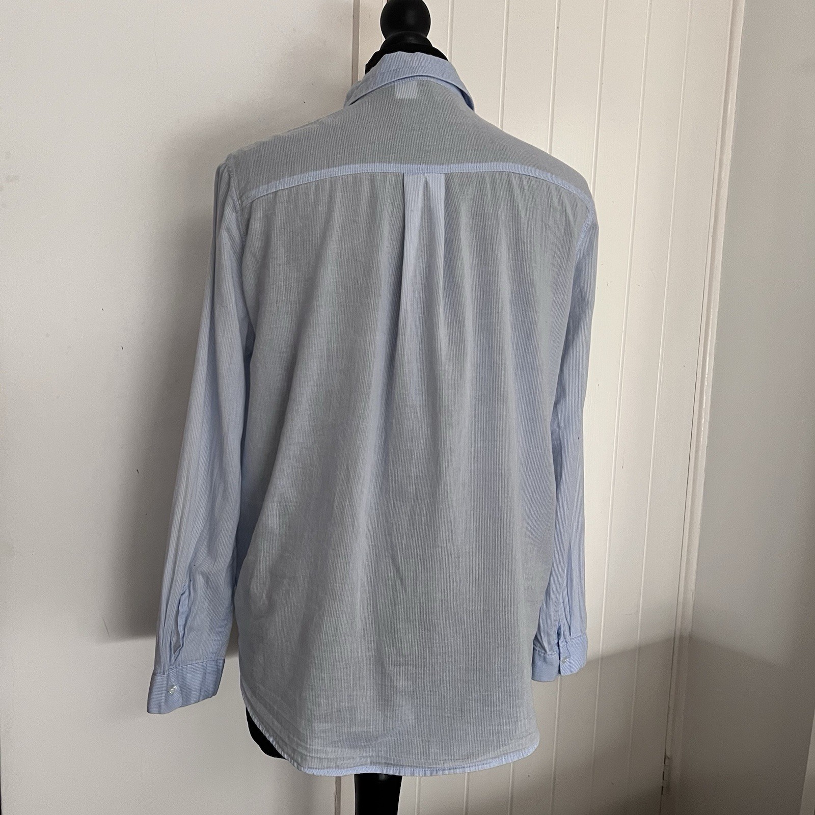 H&M Divided Light Blue Stripe Cotton Long Sleeve Shirt in UK 10 *exc cond*