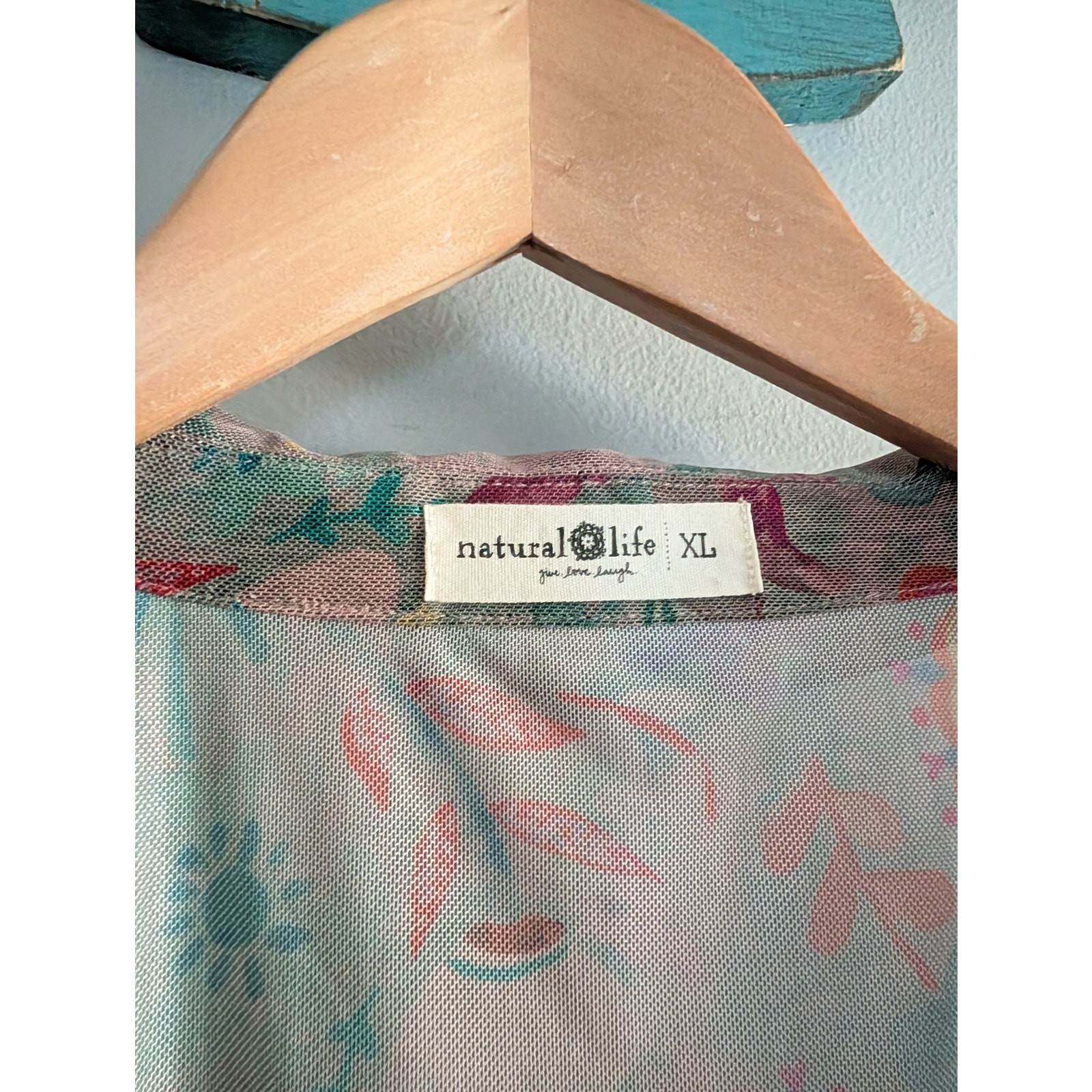 Natural Life Carina Floral Mesh Long Sleeve Top XL