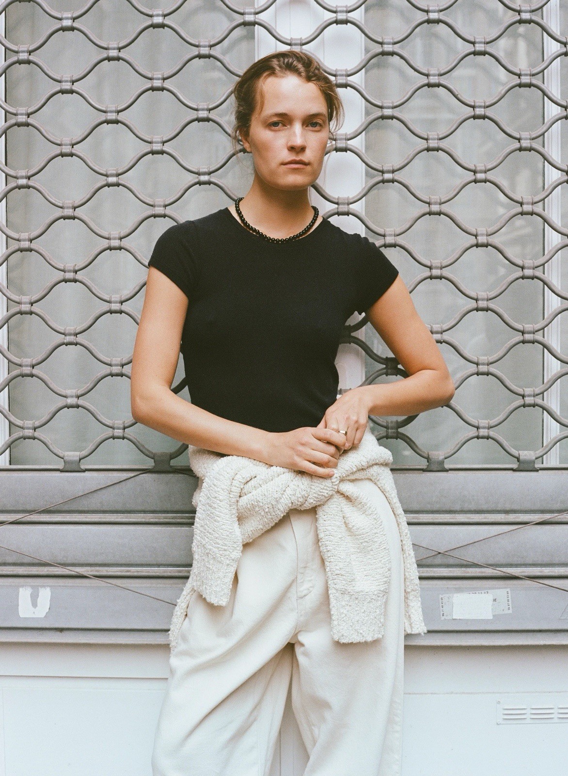 Ozma Raw Silk Lou Tee in Black SMALL