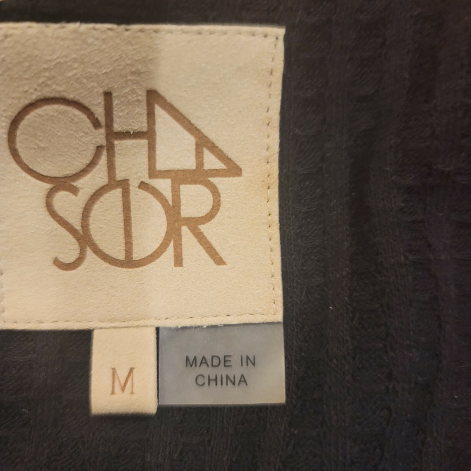 NWT Ch sor solid Black Pull Over Top V Neck Partial Button Long Sleeves Size M