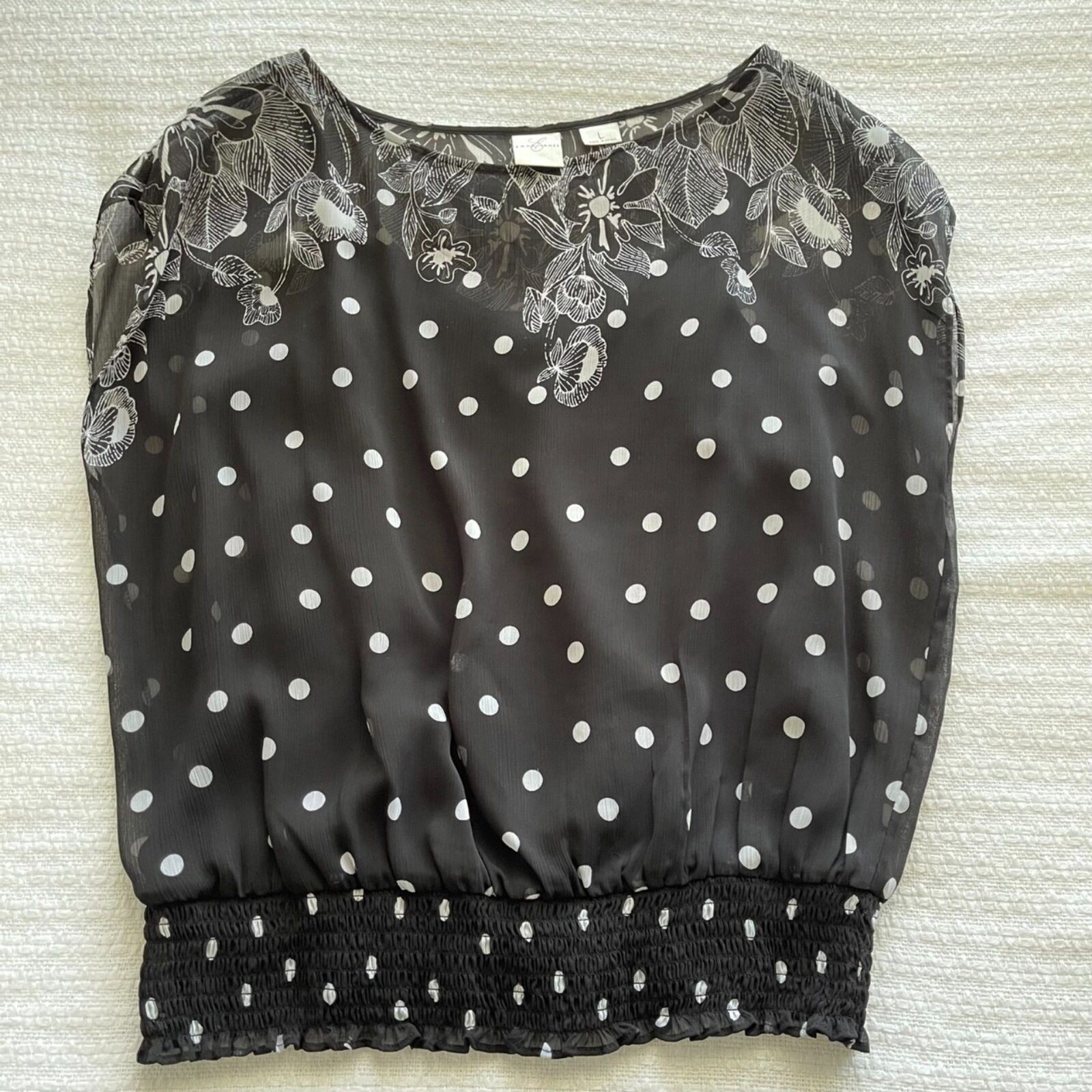 L Emma James Sleeveless Floral Blouse with Gathered Elastic Waist