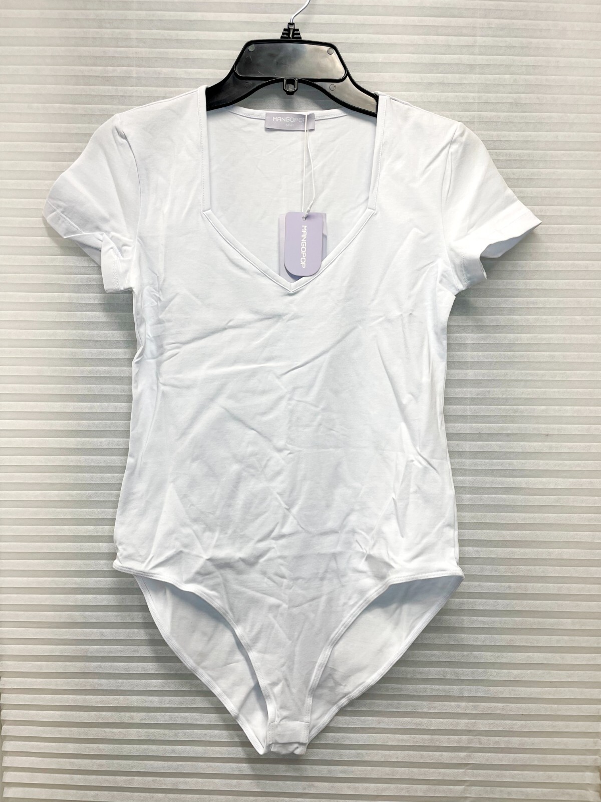 MANGOPOP Bodysuit Women’s Size SMALL Short Sleeve White