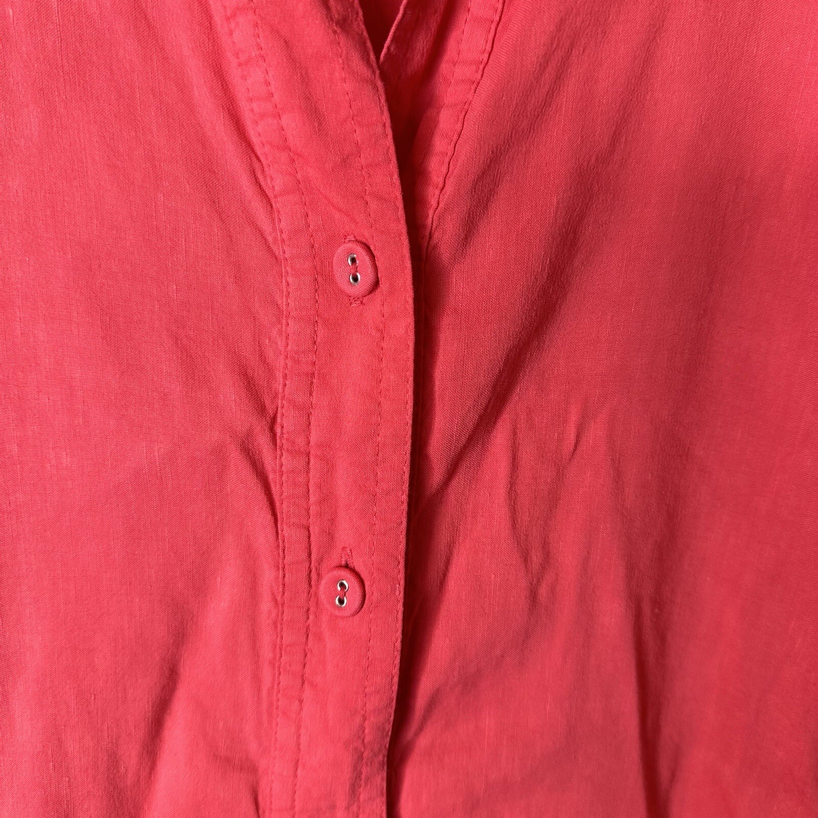 Eileen Fisher Top Womens Red Stretch Linen Blend Button Boho Lagenlook Sz S