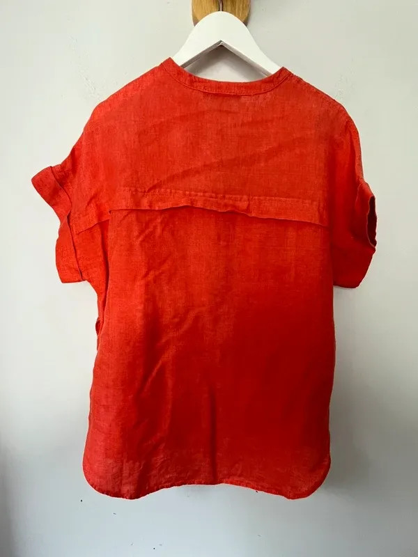 Marks and Spencer orange 100% linen blouse oversized uk 10