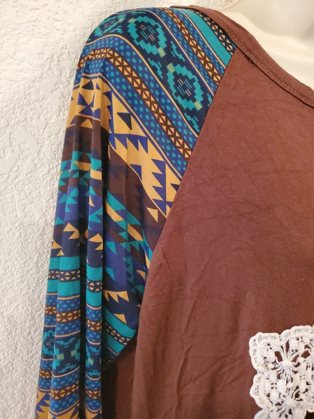Southern Grace Womens Top Sz MEDIUM Brown 3/4 Sleeve Cotton/poly/spandex…