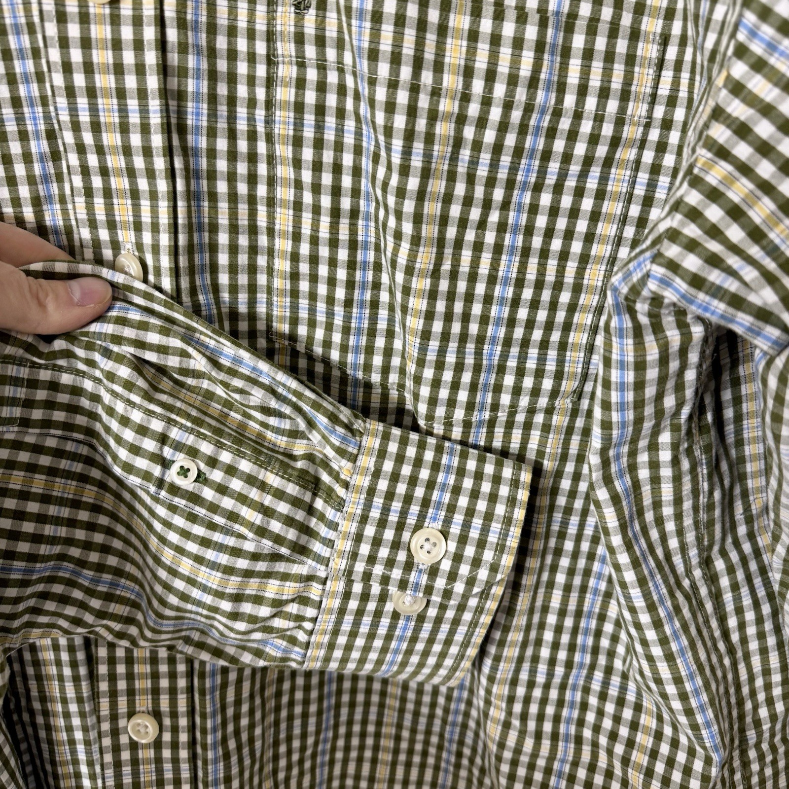 Upcycled Izod Button Up Shirt Into Women’s Top W/ Ruffle Collar LT