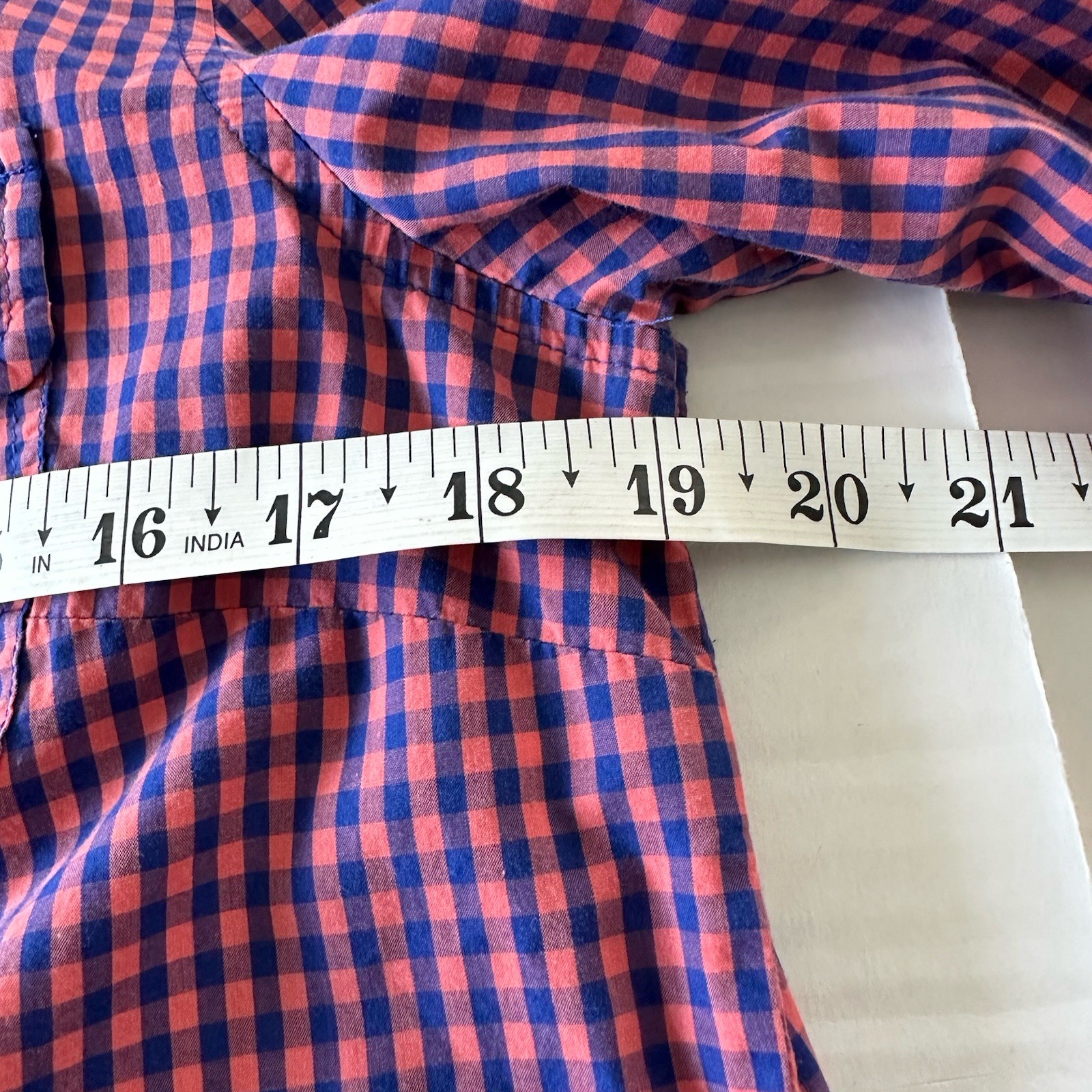 TALBOTS Womens 10 Cotton Check Plaid Flip Cuff Roll Tab Sleeve Button Up Shirt