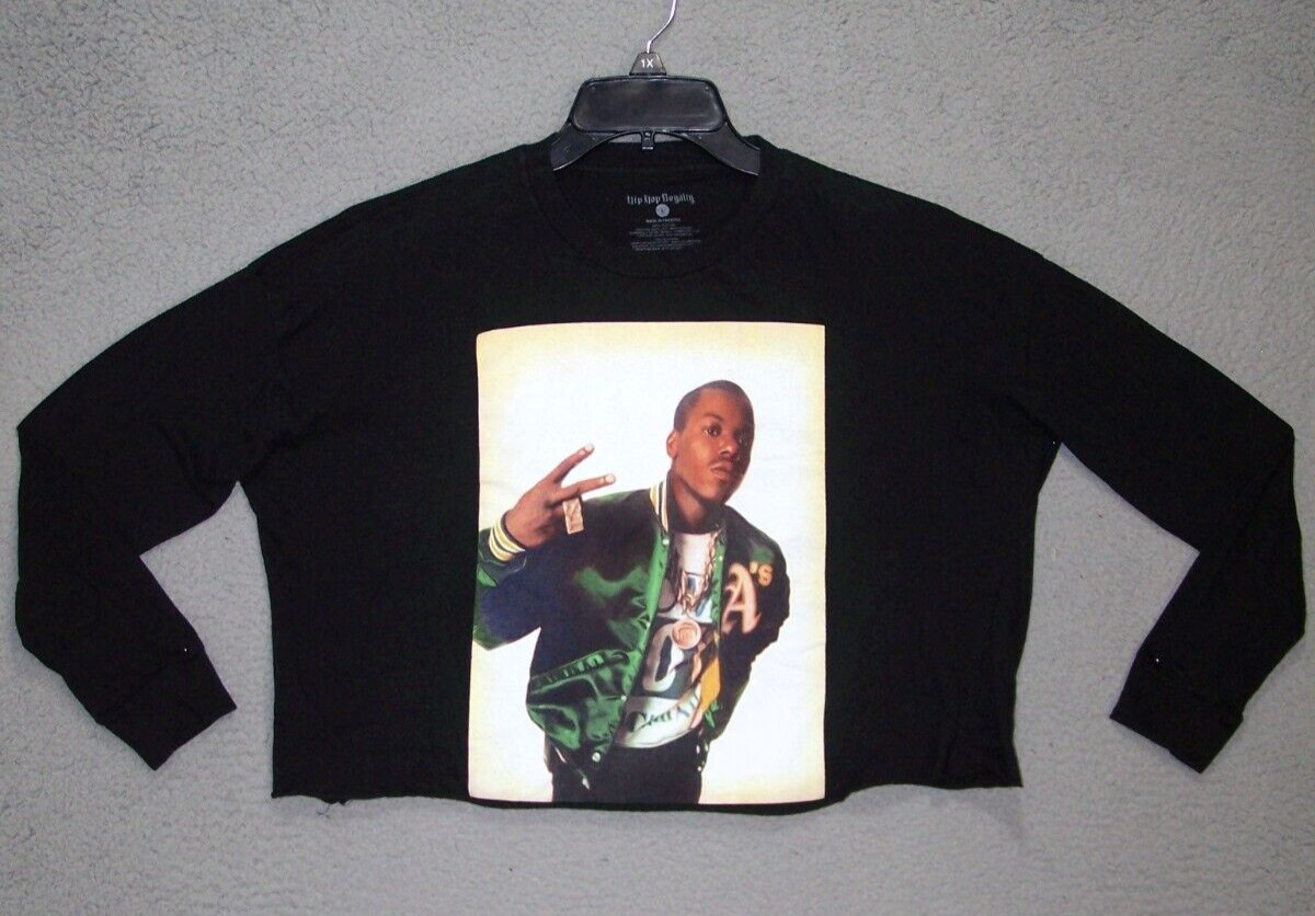 Hip Hop Royalty Shirt Womens Large 12 14 Black Graphic Long Sleeve Misic Ladies