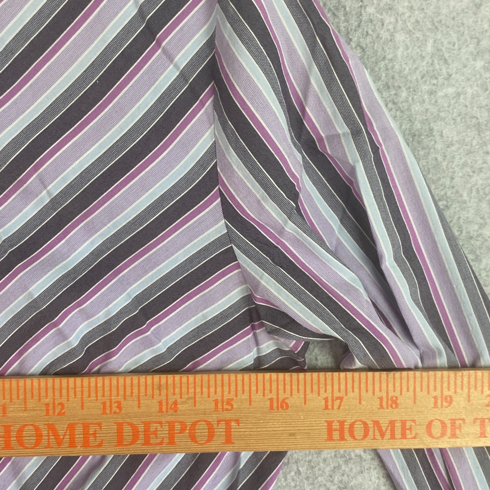 Express Top Womens 2 Gray Pink Striped Button Front Long Sleeve Stretch Blouse