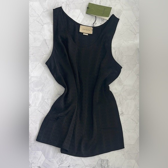 $1,450 New Authentic Gucci G Silk crepe Satin Sleeveless Top XL Extra large sale