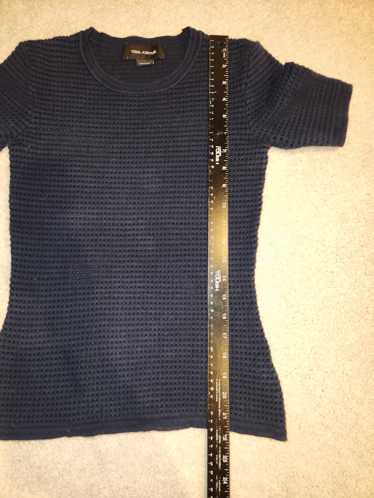 Yigal Azrouel Navy Top Knit Square Block Size Small