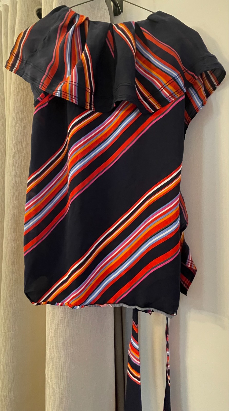 Women’s TORY BURCH Striped Sleeveless Tie Waist Wrap Top Blouse – Size 6