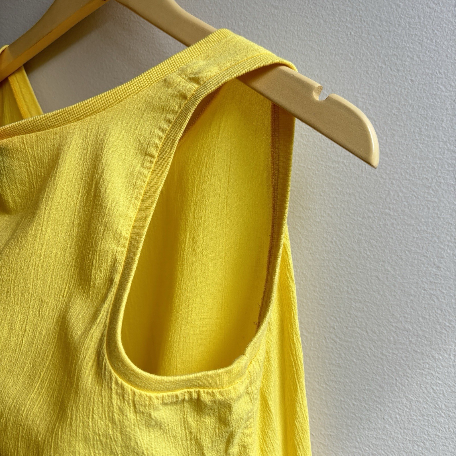 Vintage 90s Tank Top L Sunshine Yellow Cotton Classic Retro Beach Resort Summer