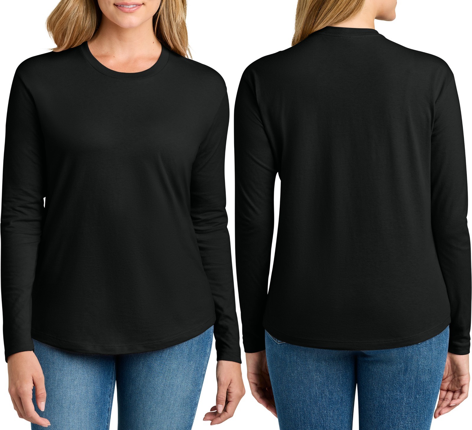 Womens 100% Soft Ringspun Cotton Long Sleeve T-Shirt Relax Fit Ladies Tee S-3XL