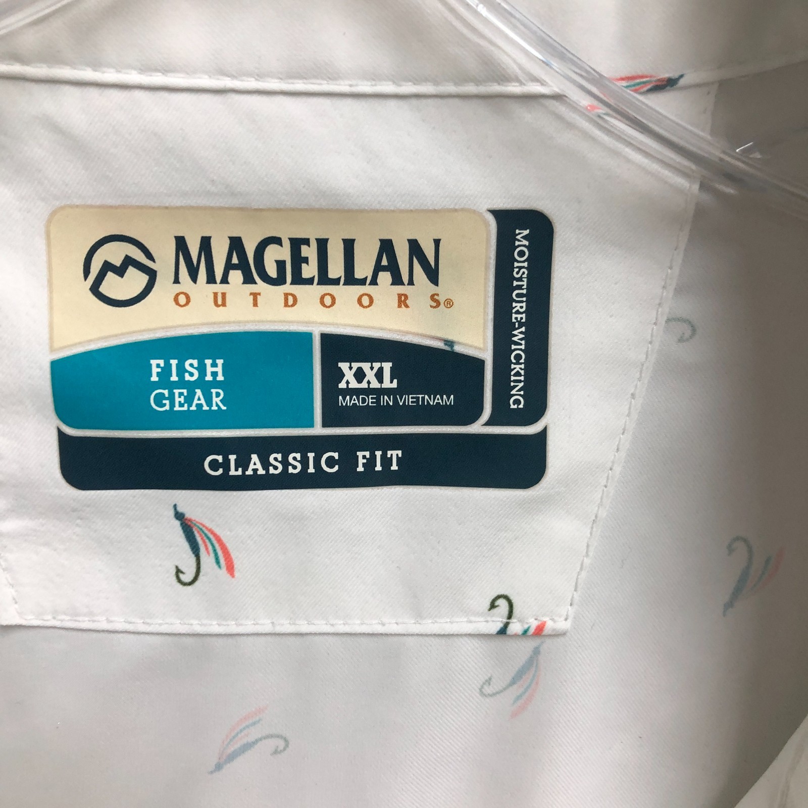 Magellan Top Shirt 2XL Adult White Classic Fit Fishgear Pocket Blouse AOP Womens