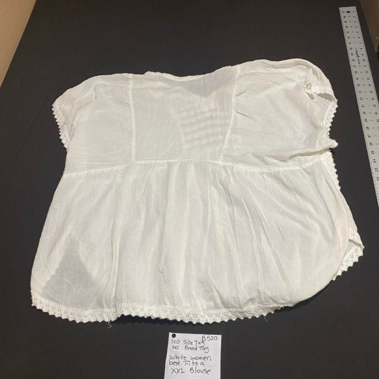 White women’s blouse with lace trim ( no size or brand tag). SKU-B520