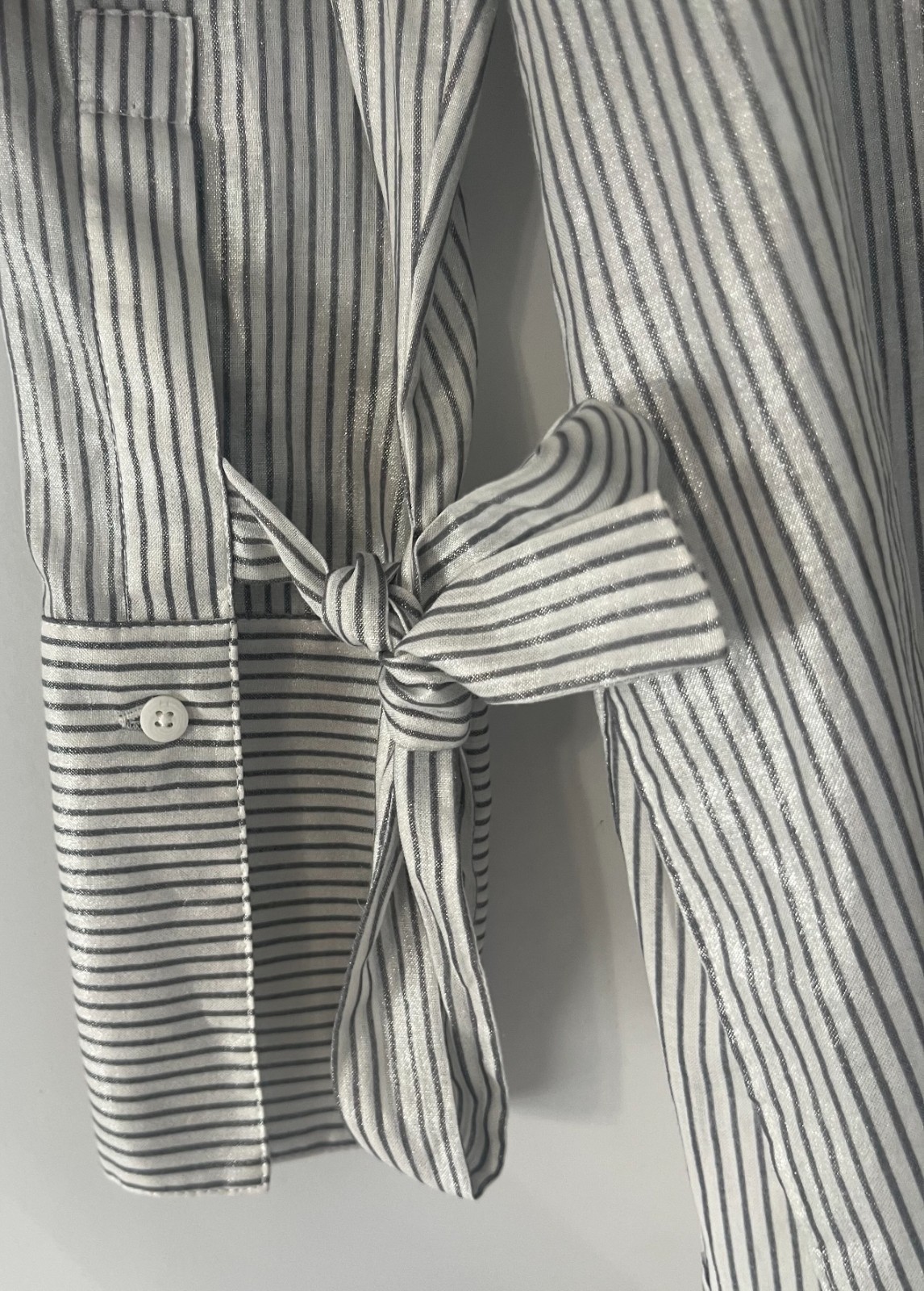 Halston Heritage Striped Cotton Tunic Blouse Size M Excellent Condition