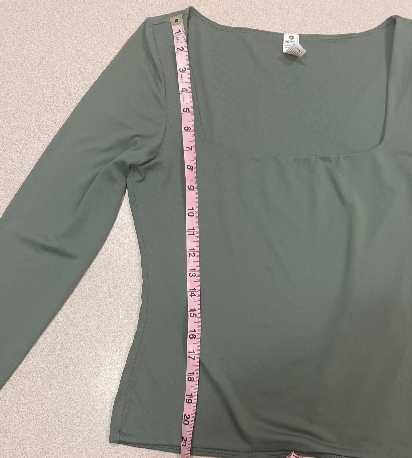 90 Degree By Reflex Women’s Square Neck Long Sleeve Top Olive Green Size L
