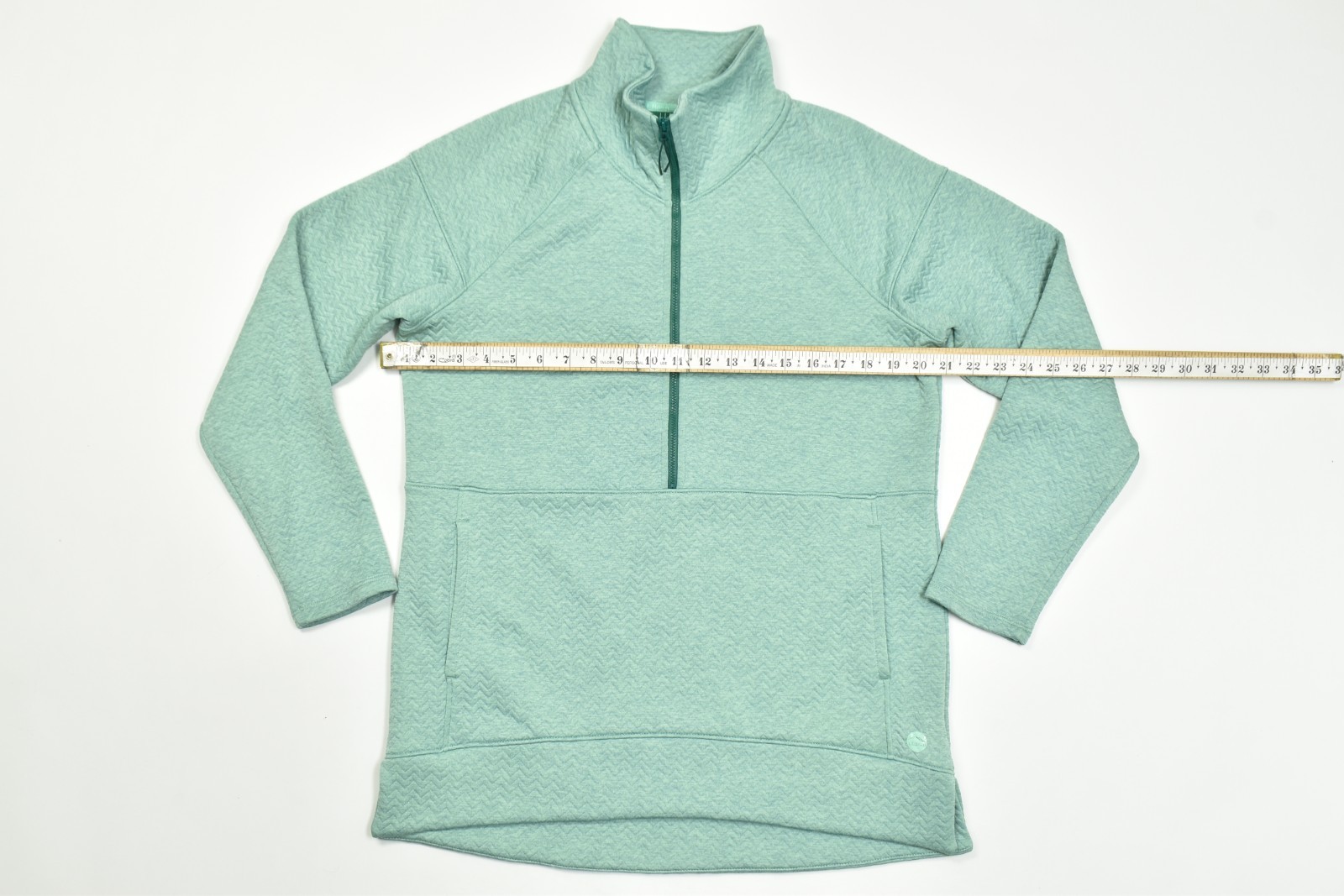 L.L. Bean Women Medium Mint Green Quilted Quarter Zip Pullover Tunic Sweatshirt