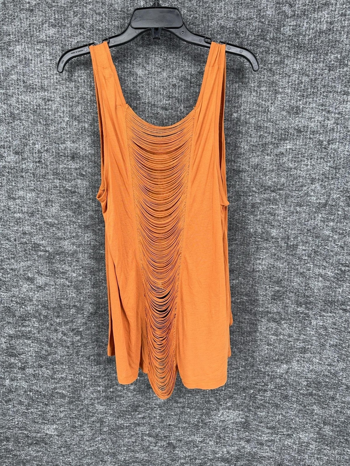 Decree Tank Top Juniors XL Orange Sequin Geometric Hi Low Ladder Back Boho
