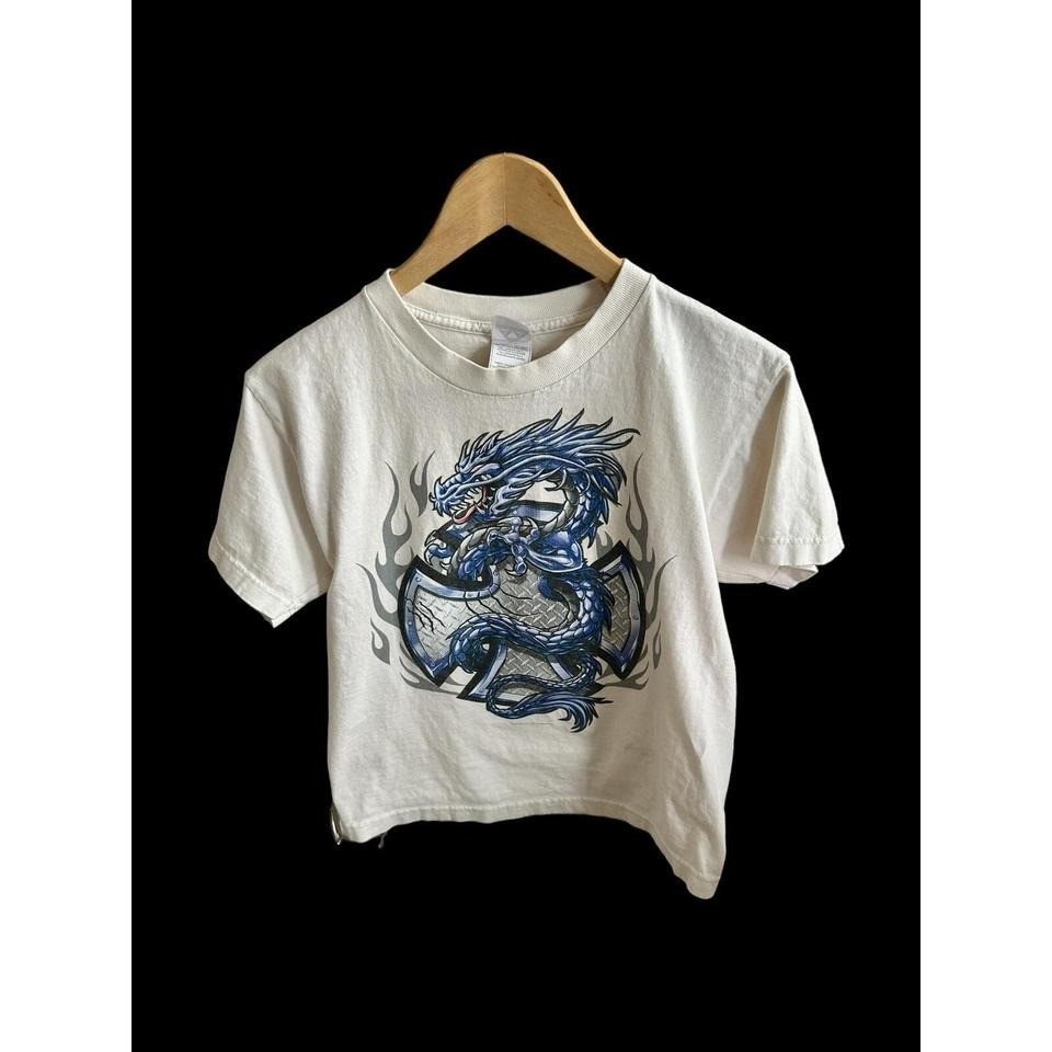 Vintage Women’s Y2K ODM Dragon Tshirt Sz Small/Youth Large Cross 2000s