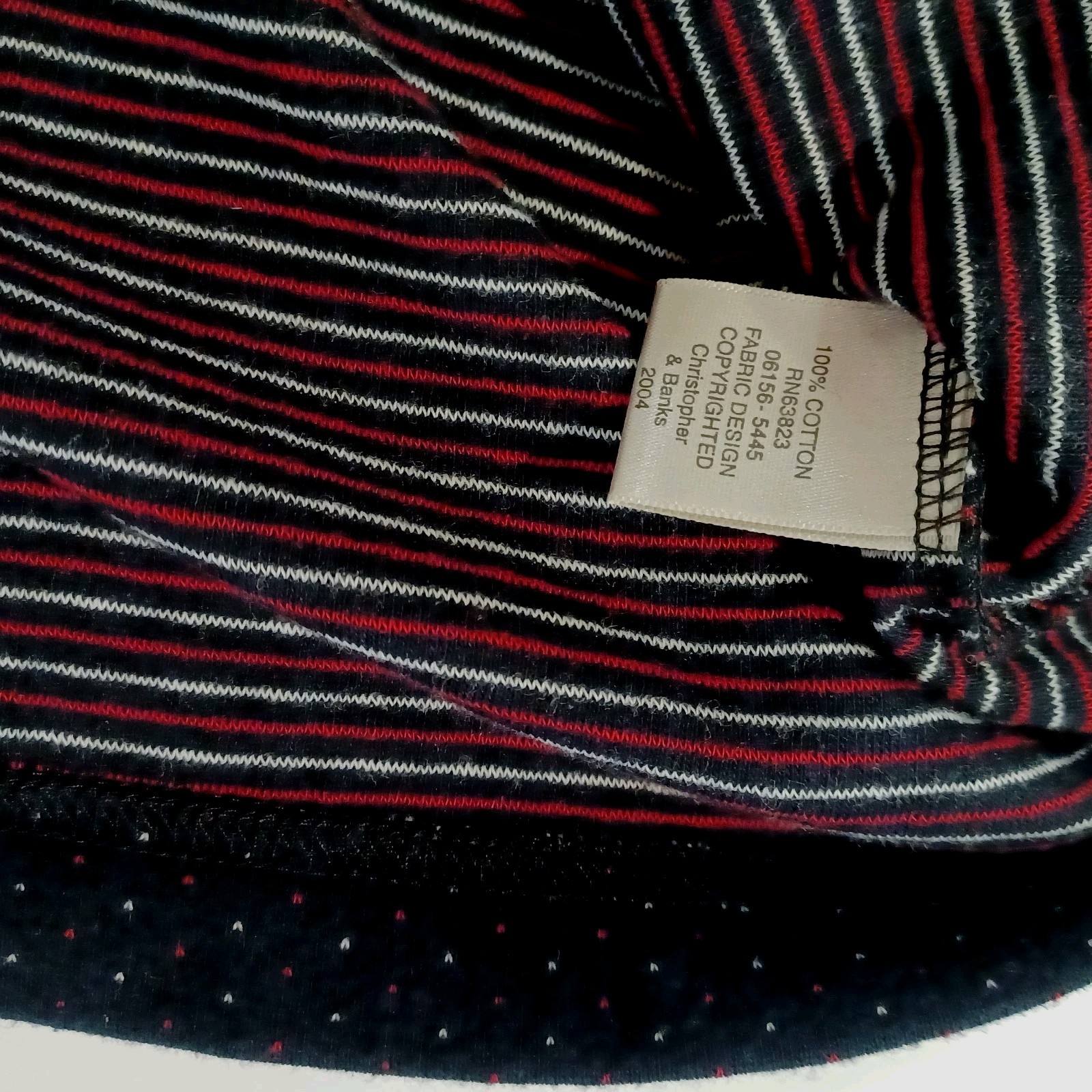 Womans Christopher Banks Shirt Black Red White Dots Size Small 3/4 sleeves