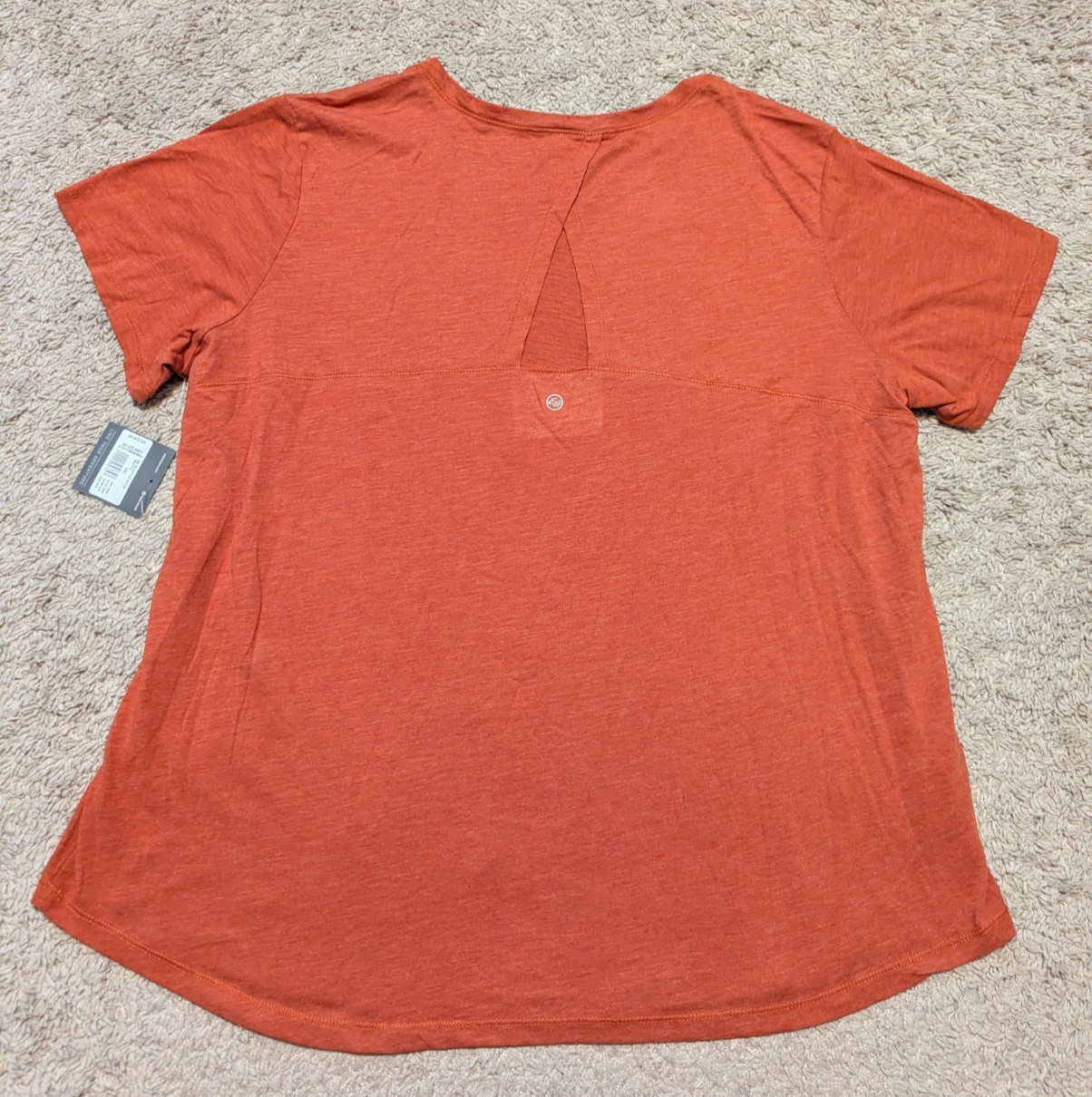 Eddie Bauer Tryout Knit Tee Womens Sz 2XL Short Sleeve Cut Out Orange Workout