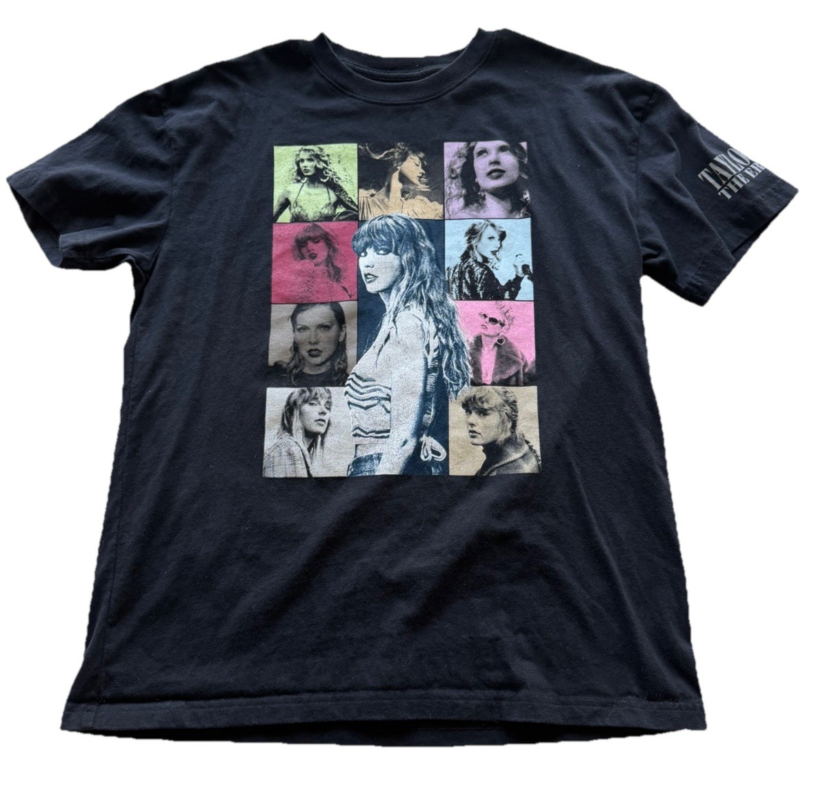 Taylor Swift The Eras Tour Black Graphic Concert Cities Cotton T Shirt Size M
