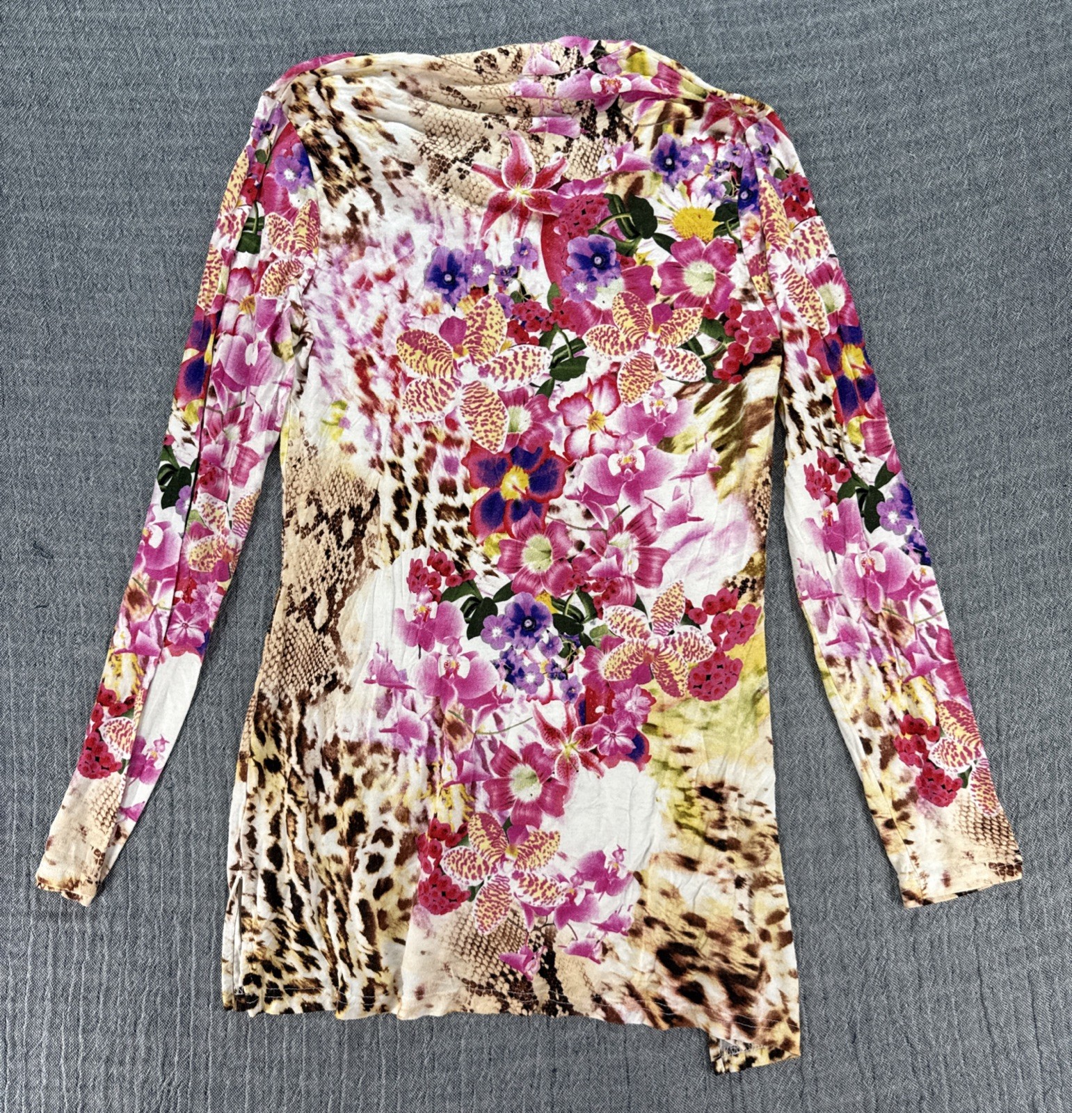 V Cristina Colorful Rhinestone Embellished Tunic Top Long Sleeve Size Medium M