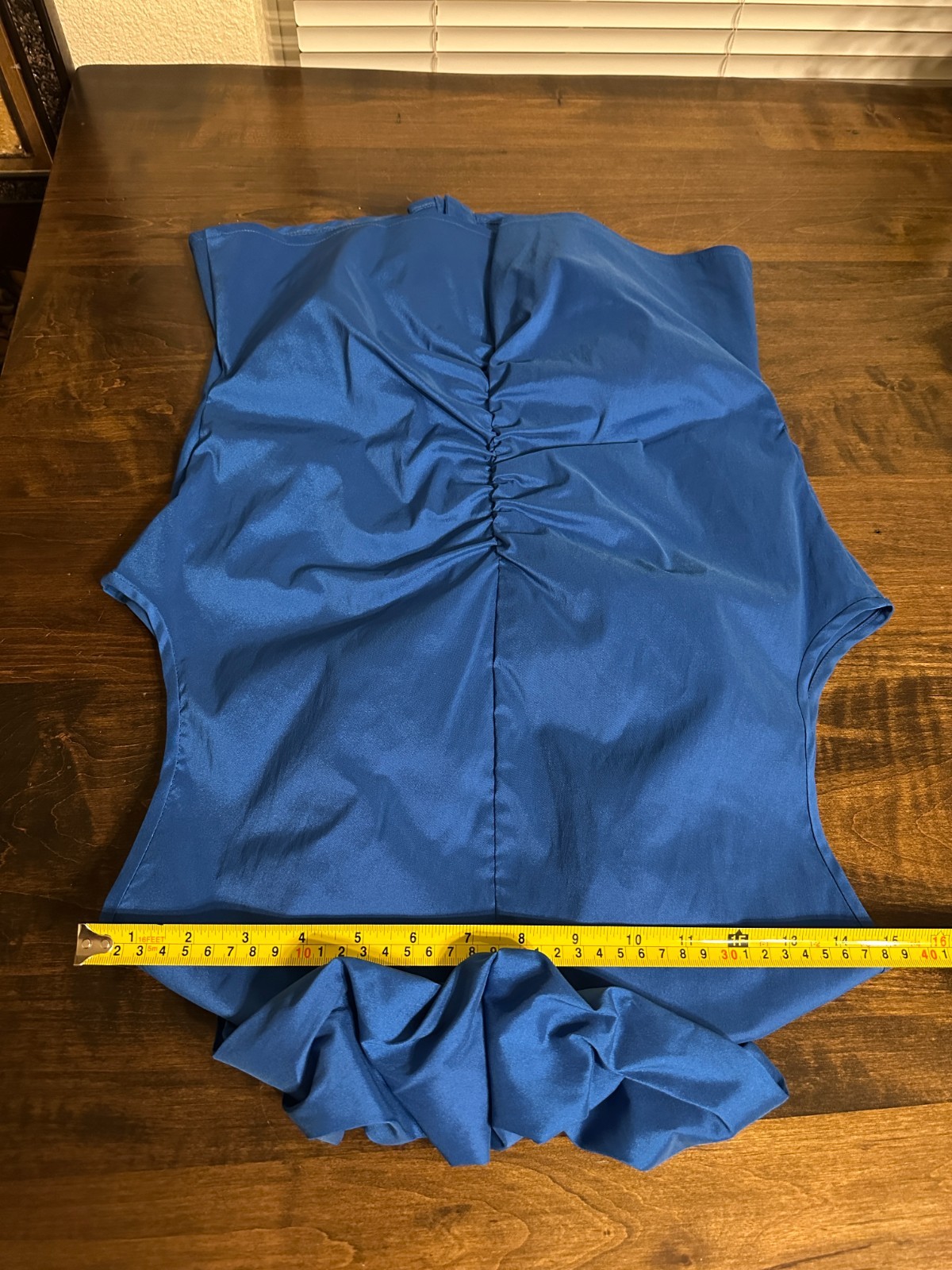 DONNA RICCO Collection Blue Ruffle Rhinestone Button Blouse Size 14
