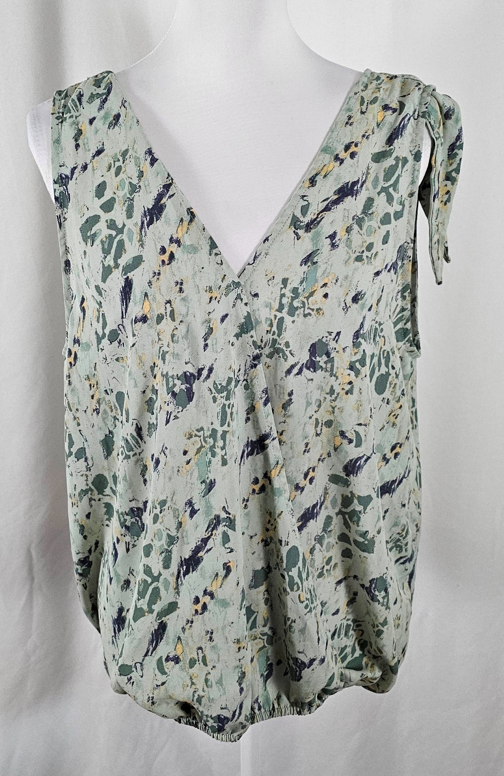 New Stitch Fix Papermoon Women Blouse Blue Green Yellow Sleeveless Polyester 2XL