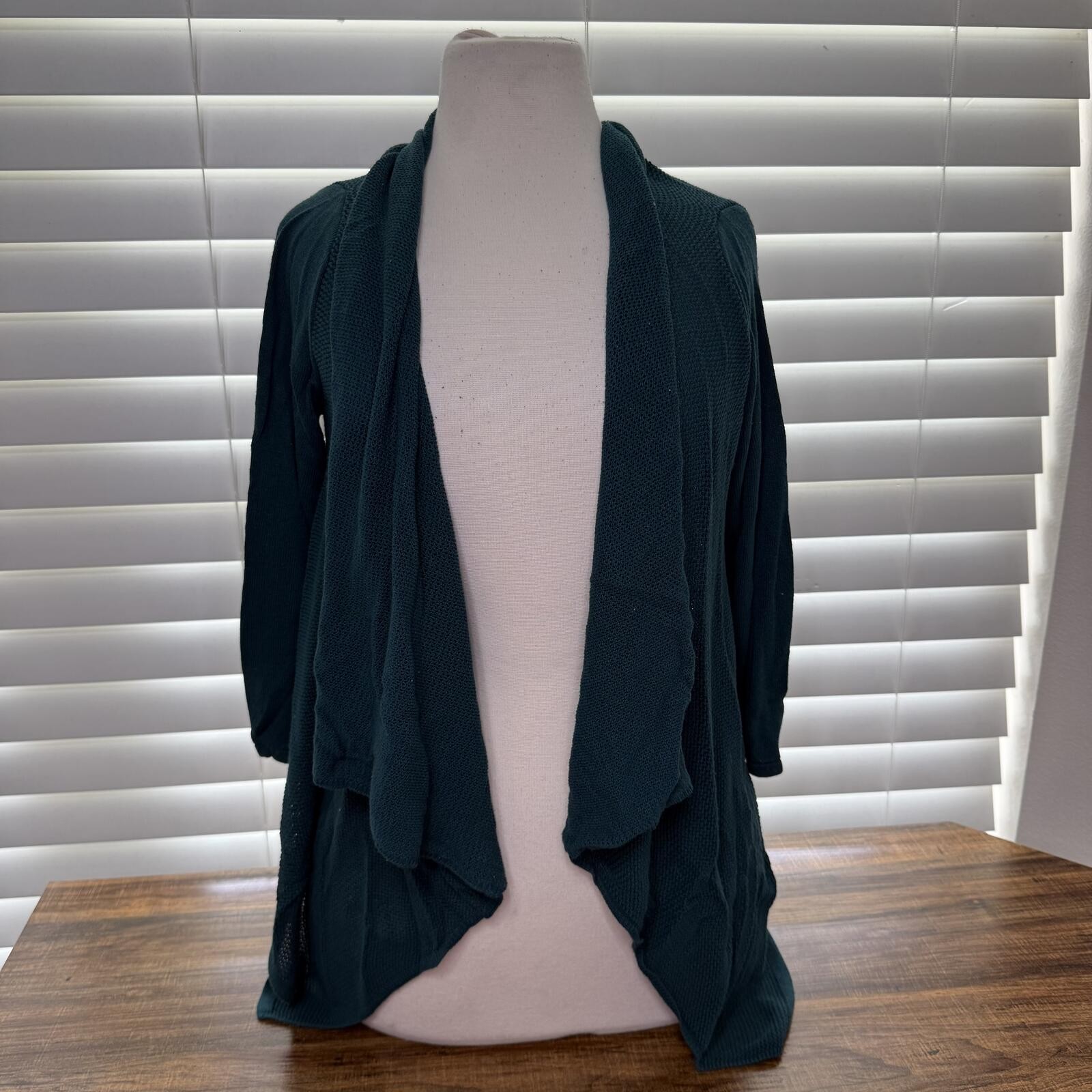 Nue Options Teal Open Front Cardigan Sweater Size Medium